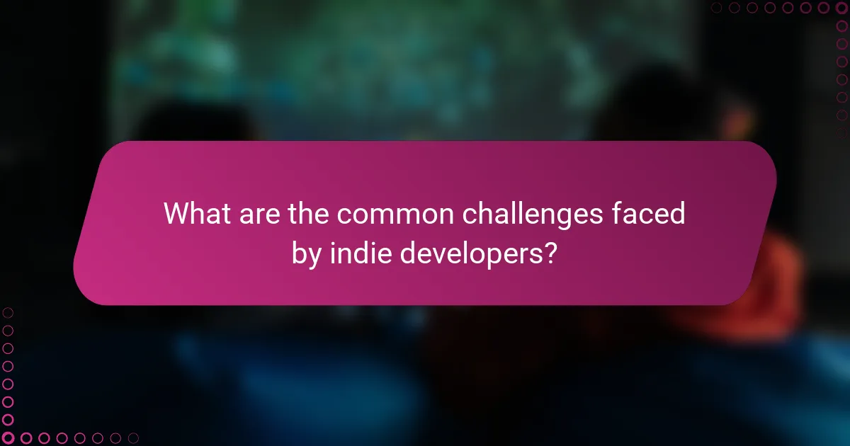 What are the common challenges faced by indie developers?