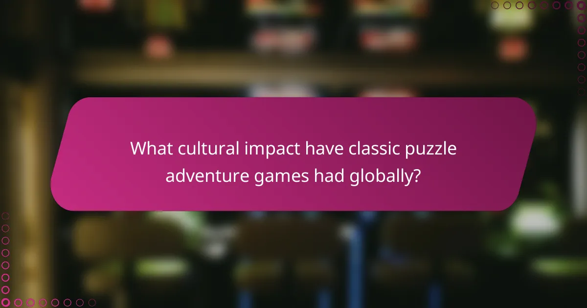 What cultural impact have classic puzzle adventure games had globally?