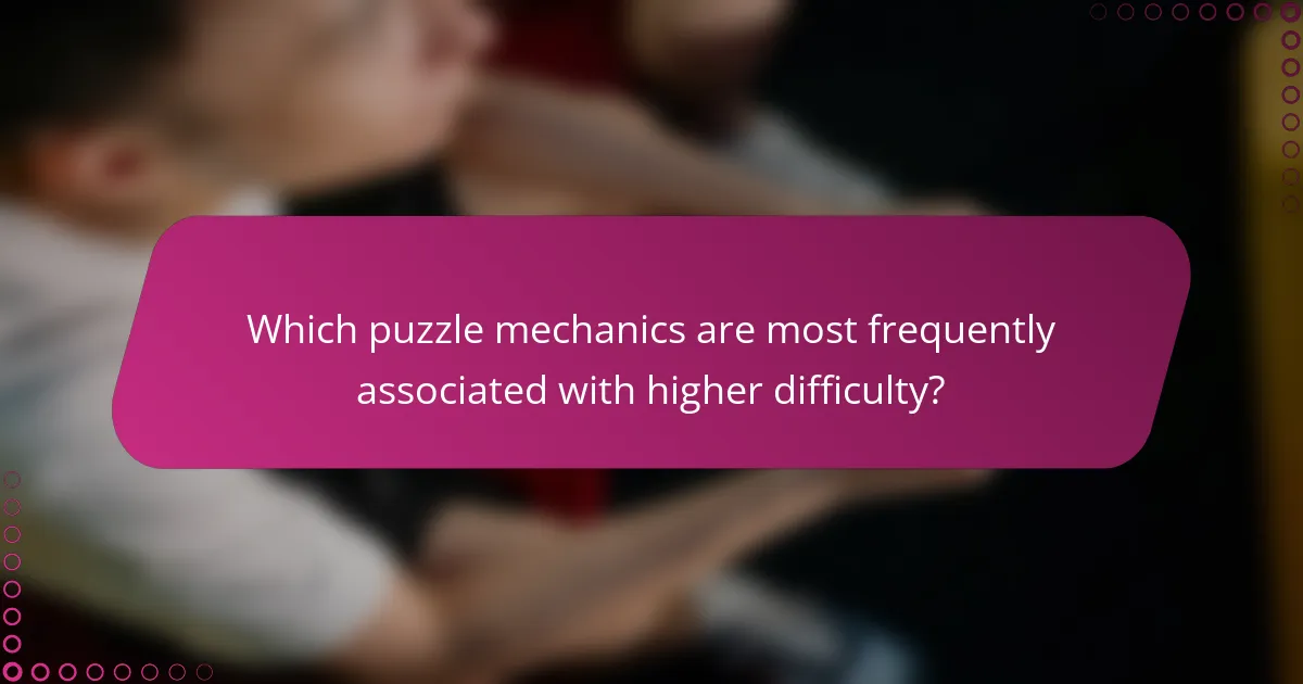 Which puzzle mechanics are most frequently associated with higher difficulty?