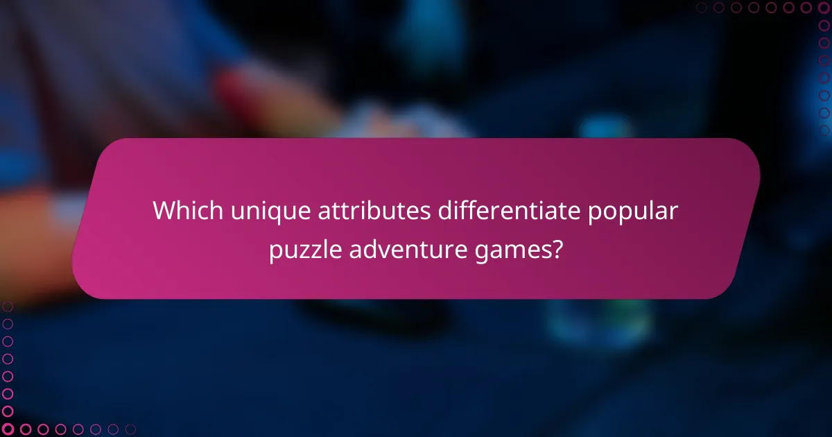 Which unique attributes differentiate popular puzzle adventure games?